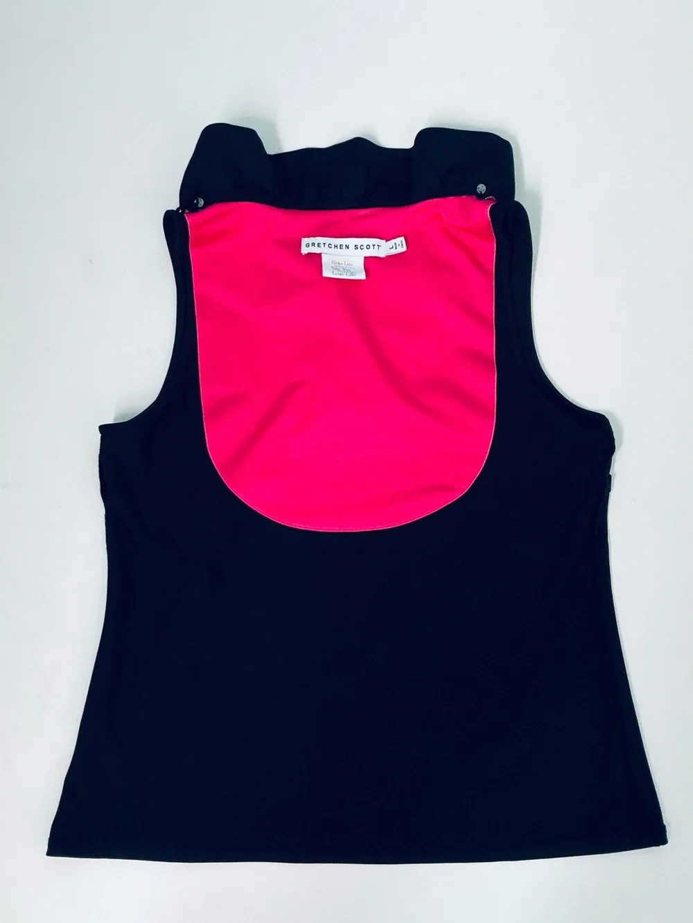 GRETCHEN SCOTT, Jersey Sleeveless Ruffneck Top - Solid Black, Size Large, NWOT - Picture 10 of 12